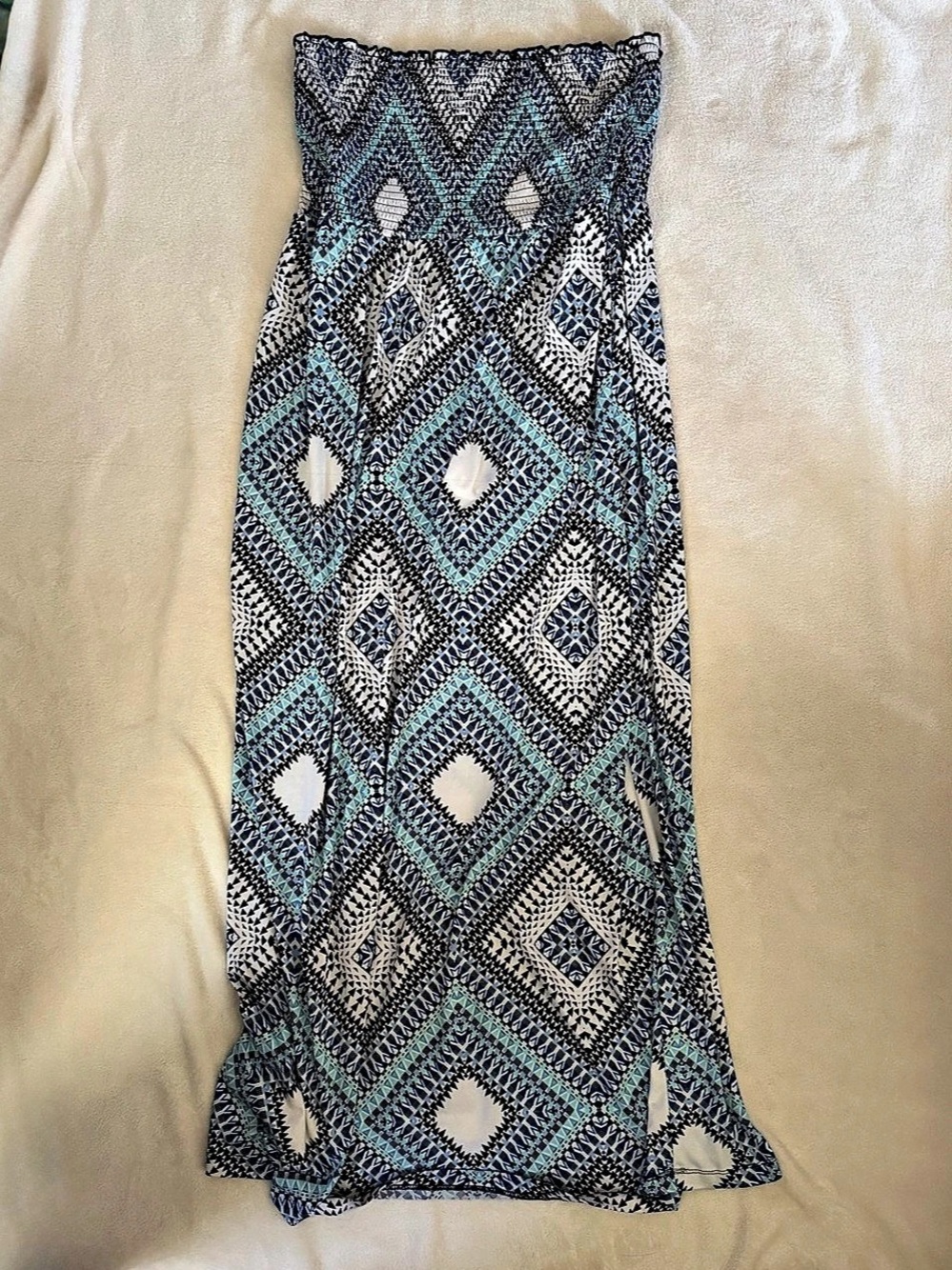 Cato Geometric Maxi Skirt Blue & White Size Medium